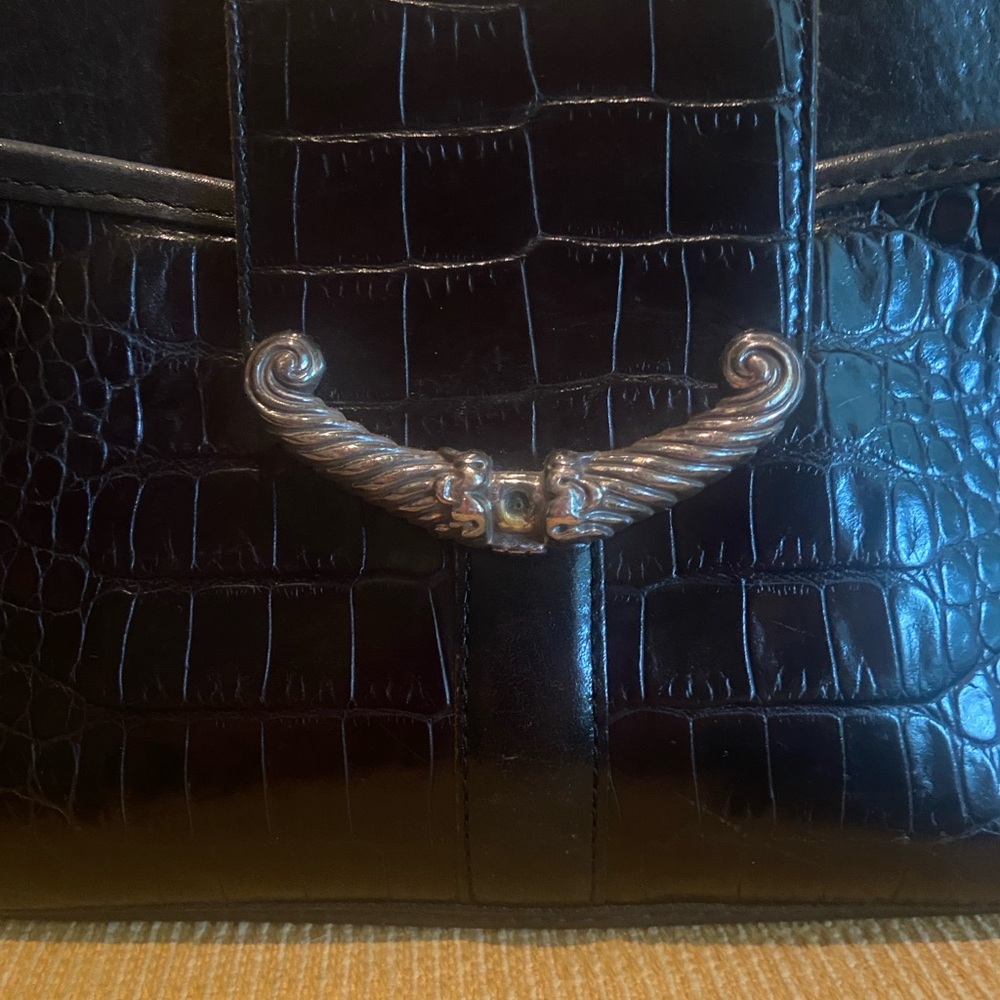 Brighton Black Leather Bag with Silver Details